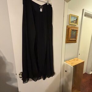 Elegant Black Chiffon Pants with skirt overlay